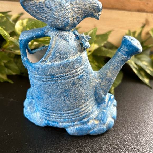 Upcycled Watering Can Planter  Ceramic Shelf Sitter Spring  Blue Counter 6.5 X 4 - Picture 7 of 13